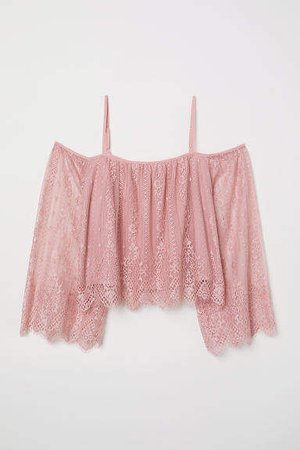 Lace Off-the-shoulder Dress - Pink