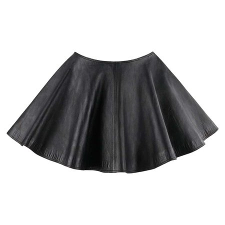 *clipped by @luci-her* GIANNI VERSACE A/W 1994 Black Leather A-Line Micro Mini Circle Skirt