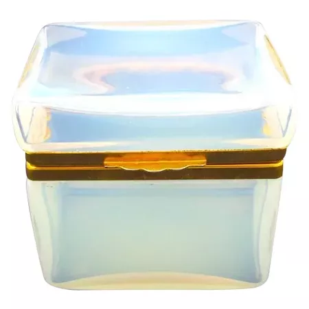 Antique French 'Bulle de Savon' Opaline Glass Casket Box : Grand Tour Antiques | Ruby Lane