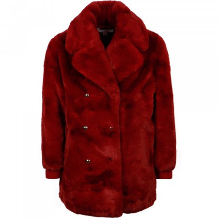 Chloe Faux Fur Coat in Red - BAMBINIFASHION.COM