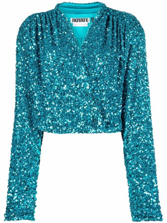 Shop ROTATE Aurelia sequin-embellished blouse with Express Delivery - FARFETCH