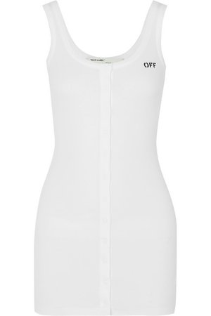 Off-White | Printed ribbed stretch-cotton jersey mini dress | NET-A-PORTER.COM