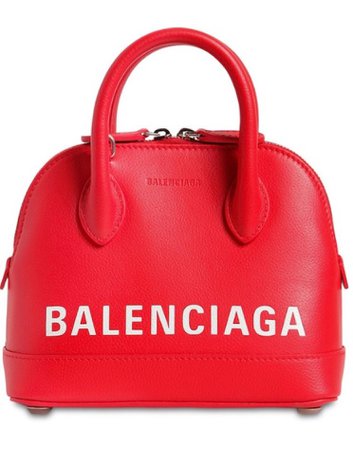 BALENCIAGA XXS VILLE LEATHER TOP HANDLE BAG BRIGHT RED