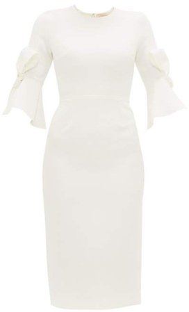Lavete Bow Embellished Crepe Midi Dress - Womens - Ivory