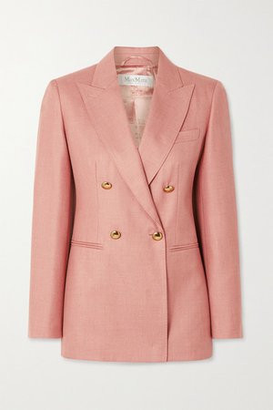 Lamine Double-breasted Camel Hair And Silk-blend Twill Blazer - Blush