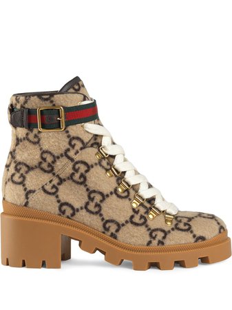 Neutral Gucci Gg Wool Ankle Boot | Farfetch.com
