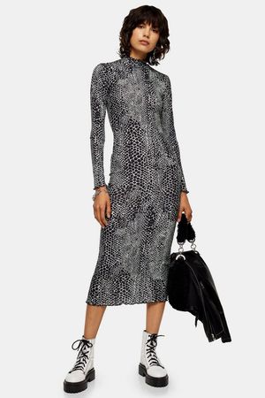 PETITE Black Animal Cut And Sew Midi Dress | Topshop