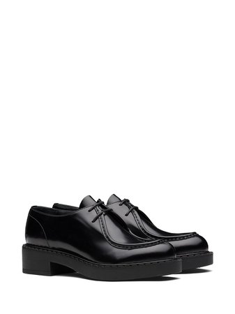 Black Prada chunky leather Derby shoes 1E247MF050055 - Farfetch