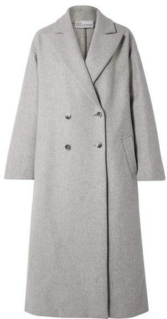Oversized Double-breasted Wool-blend Coat - Gray