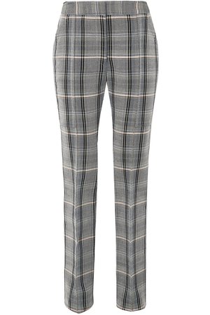 Gray Checked wool and cotton-blend twill slim-leg pants | Sale up to 70% off | THE OUTNET | STELLA McCARTNEY | THE OUTNET