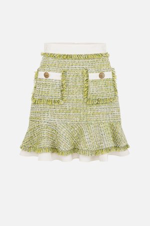 Elisabetta Franchi, Tweed mini skirt with flounces