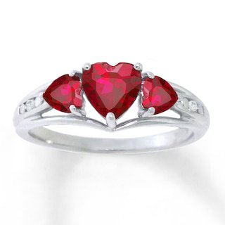 Lab-Created Ruby & Lab-Created White Sapphire Heart Ring Sterling Silver | Womens Rings | Rings | Kay
