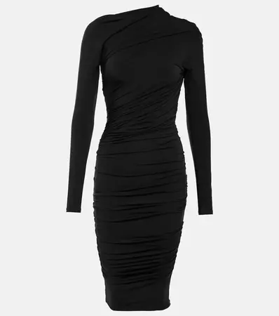 Gathered Midi Dress in Black - Balenciaga | Mytheresa