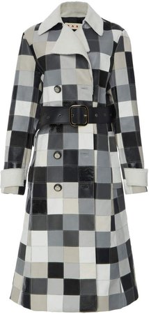 Checkered Double Breasted Coated Coat