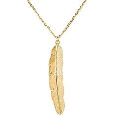Amazon.com: COLORFUL BLING Vintage Womens Long Necklace Jewelry Silver Gold Simple Feather Pendant Necklaces Colar Jewelry Gifts - Gold : Clothing, Shoes & Jewelry