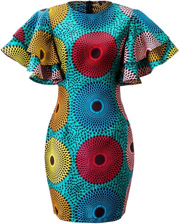 Shenbolen Women African Print Dress Ankara Fashion Dresses