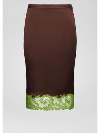 Versace lingerie skirt brown green lace