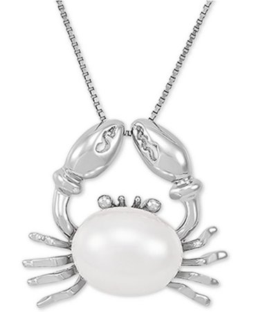 Macy's Cultured Freshwater Pearl (9mm) Crab 18" Pendant Necklace in Sterling Silver & Reviews - Necklaces - Jewelry & Watches - Macy's