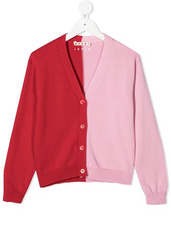 Shop pink & red Marni Kids colour block cardigan with Express Delivery - Farfetch