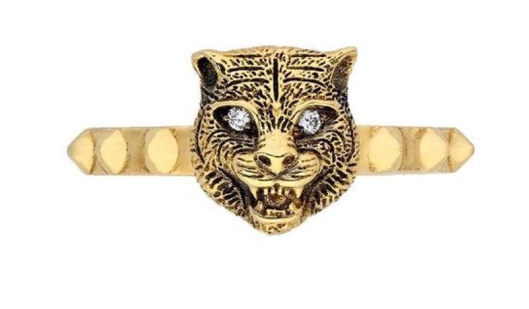 Gucci Sterling Silver Tiger Head Ring | Harrods AT