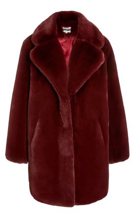 burgundy fur coat