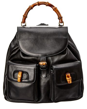 Gucci Limited Edition Black Leather Bamboo Backpack In Nocolor | ModeSens