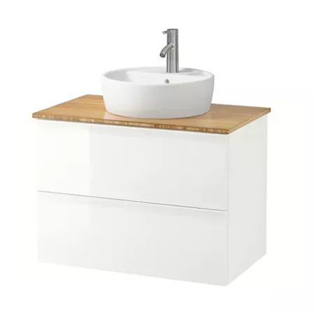 GODMORGON/TOLKEN / TÖRNVIKEN Cabinet, countertop, 19 5/8" sink - bamboo, high gloss white - IKEA