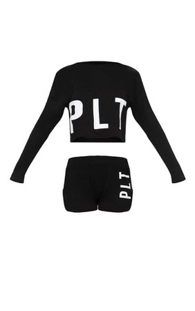 PrettyLittleThing Black Short Pyjama Set