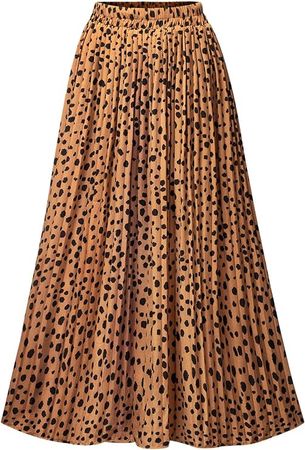 Amazon.com: Womens Skirt Leopard Print Midi Long Shirring Skirts High Waisted A Line Skirtss Yellow XXL : Clothing, Shoes & Jewelry