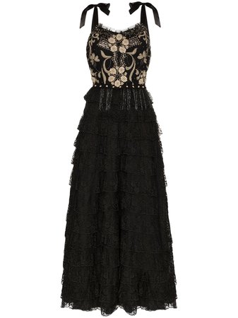 One Vintage Floral Embroidered Lace Dress - Farfetch