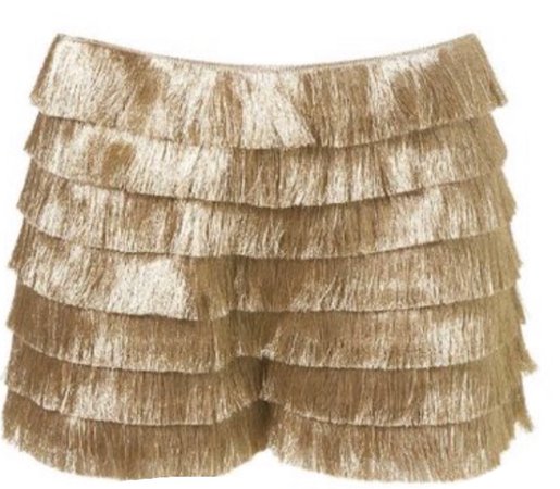 gold ruffle shorts