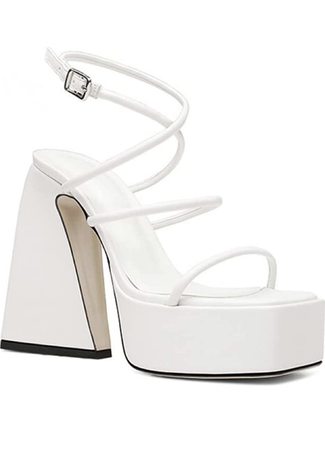 white strappy chunky sandals