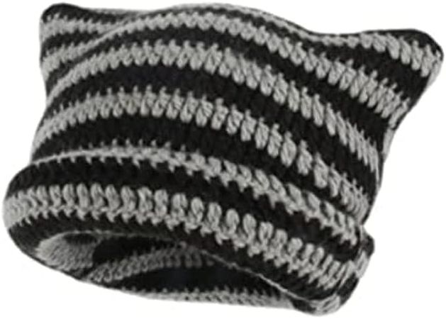 Crochet Hats for Women Cat Beanie Vintage Beanies Women Fox Hat Grunge Accessories Slouchy Beanies