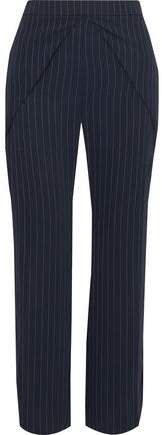 Side-split Pinstriped Woven Straight-leg Pants