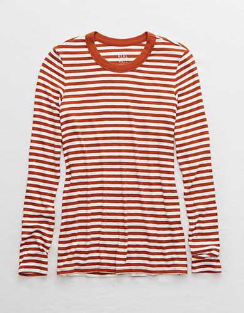 Aerie Ribbed Striped Long Sleeve T-Shirt