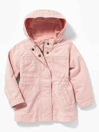 Hooded Twill Jacket for Toddler Girls