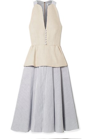 Rosie Assoulin | Layered hemp and cotton-poplin midi dress | NET-A-PORTER.COM