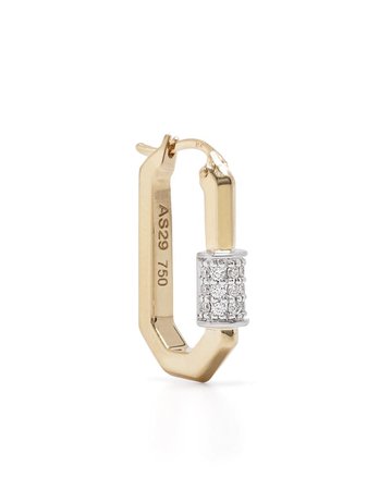 AS29 18kt Yellow Gold And White Gold Small Lock Angled Diamond Carabiner Earring - Farfetch