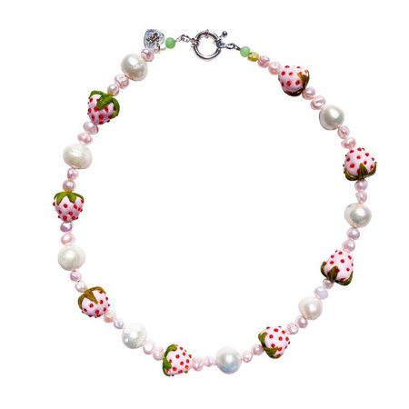 strawberry beaded necklace