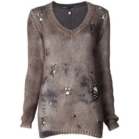 AVANT TOI | Distressed Cashmere V-Neck Sweater