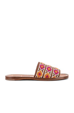 Miu Miu Jewel Flat Sandals in Fuxia & Papaya | FWRD