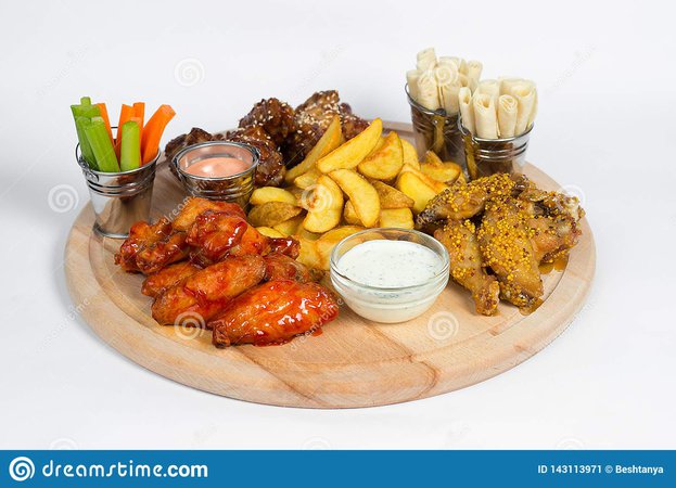 Fast Food Dish On White Background. Fast Food Set Fried Chicken And French Fries. Take Away Fast Food. Stock Image - Image of golden, gourmet: 143113971