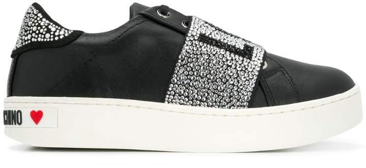 logo studded strap sneakers