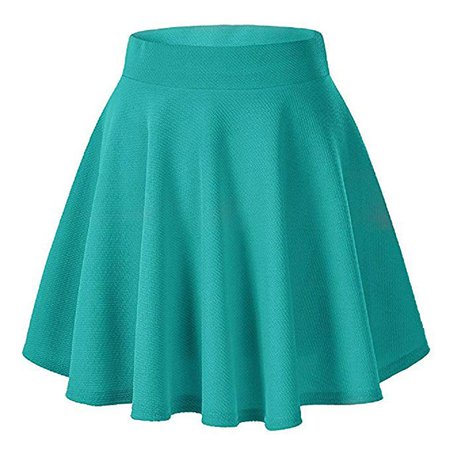 Moxeay Women's Basic A Line Pleated Circle Stretchy Flared Skater Skirt at Amazon Women’s Clothing store: