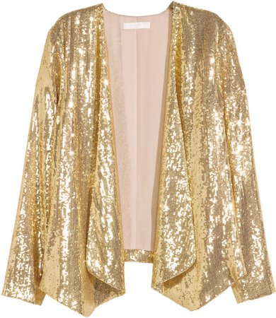 H&M Sequined Jacket Gold Colored Ladies | Where to buy & how to wear