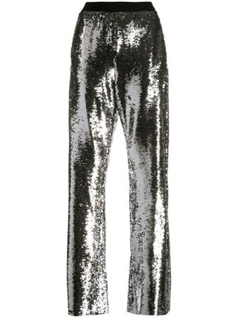 Silver Golden Goose Kelly Sequin-Embellished Wide-Leg Trousers | Farfetch.com