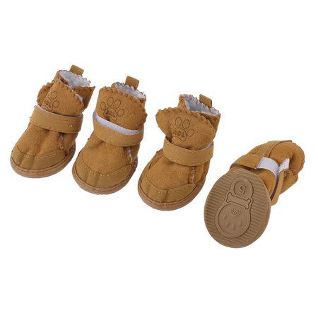 Amazon.com : URBEST Detachable Closure Puppy Dog Shoes Booties Boots Brown 2 Pairs(M) : Pet Supplies