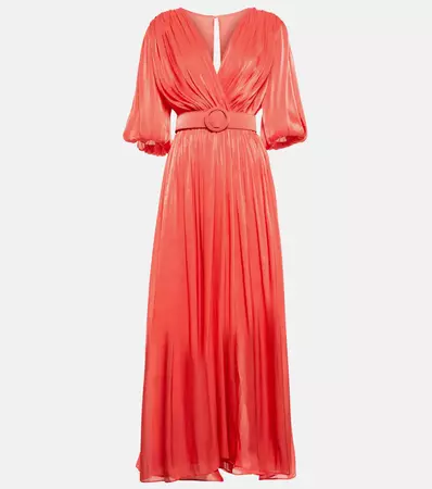 Brennie Georgette Midi Dress in Pink - Costarellos | Mytheresa