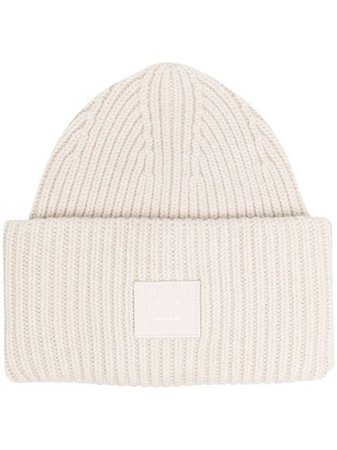 Shop Acne Studios face-patch knitted beanie with Express Delivery - FARFETCH