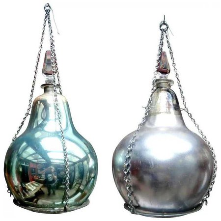 Pair of Victorian Hanging Pharmacy Drug Jars from England. : Relic Antiques of London | Ruby Lane